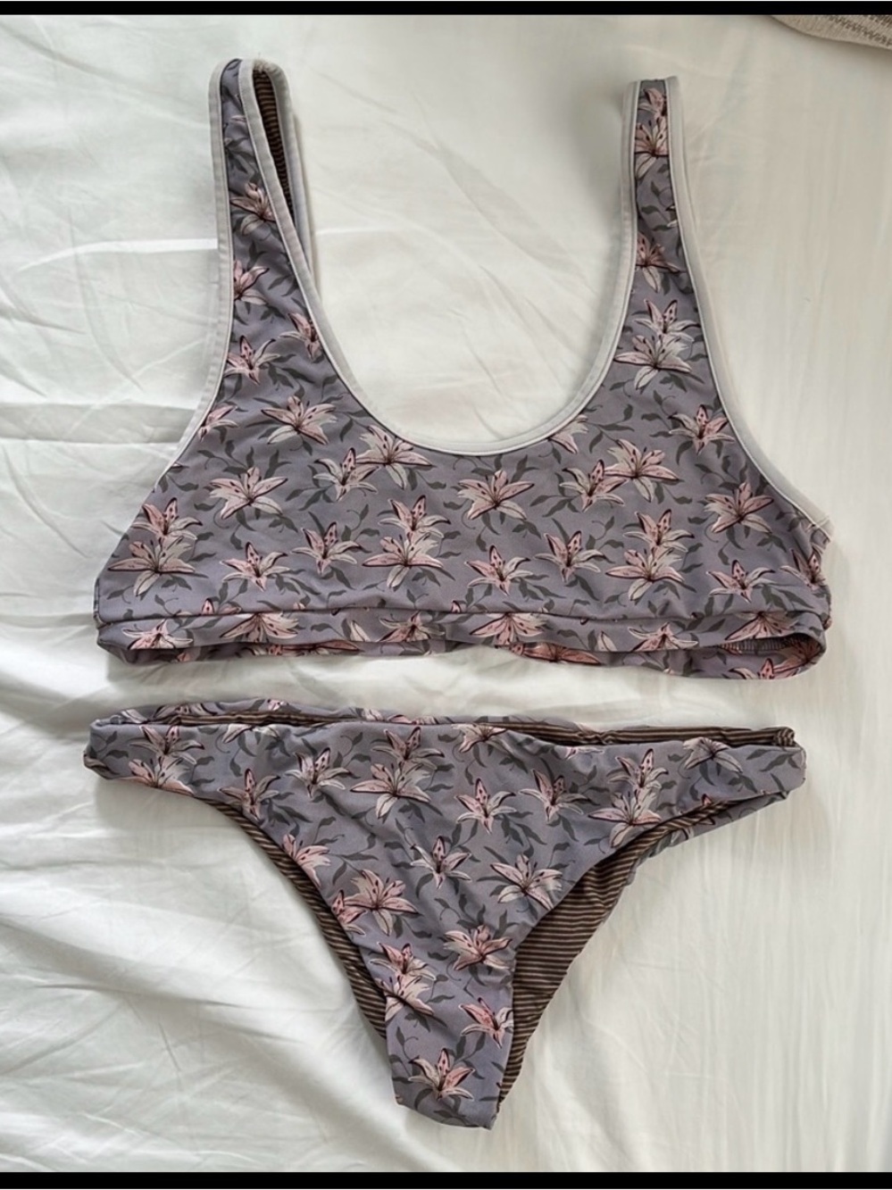 Acacia swimwear Floral Two-Piece Bikini in Mauve and Pink